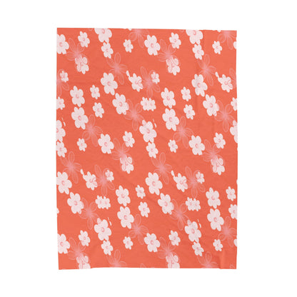 U'i Waiwai — Coral Bloom Velveteen Plush Throw Blanket