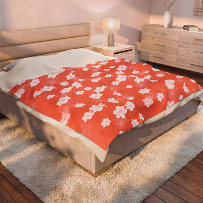 U'i Waiwai — Coral Bloom Velveteen Plush Throw Blanket