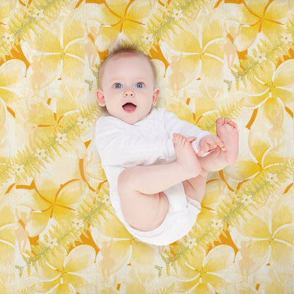 Hanapa'a Waiwai — Plumeria Hula Print Sherpa Fleece Throw Blanket 50"×60"