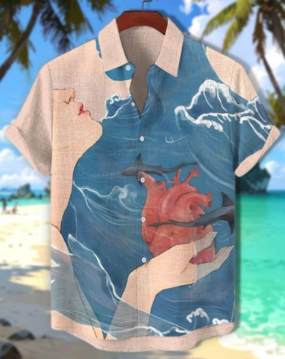 Men's Aloha Shirt Abstract Patchwork Pattern Art Print Shirt Beach