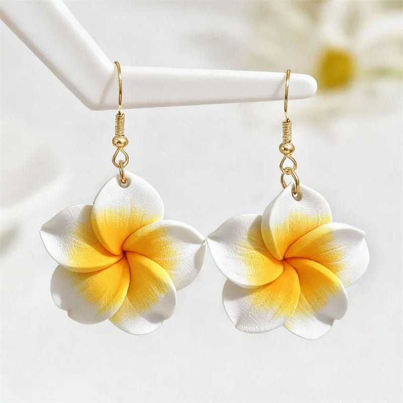 U'i Waiwai — Pua Melia Plumeria Drop Earrings