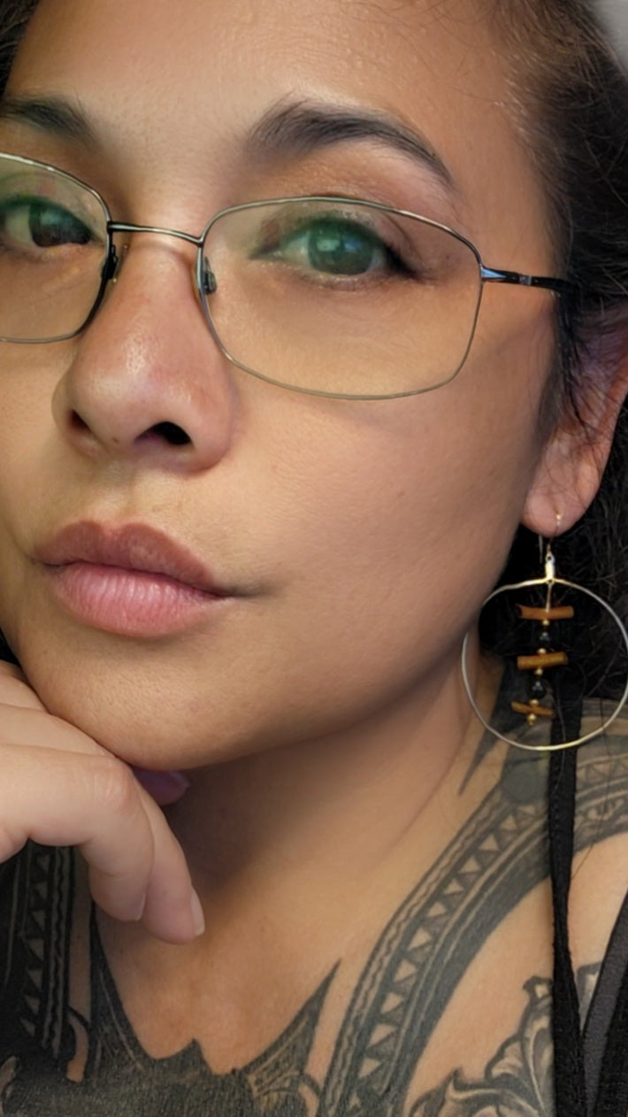 Golden Black Hoops — Hawaiian Coral Earrings