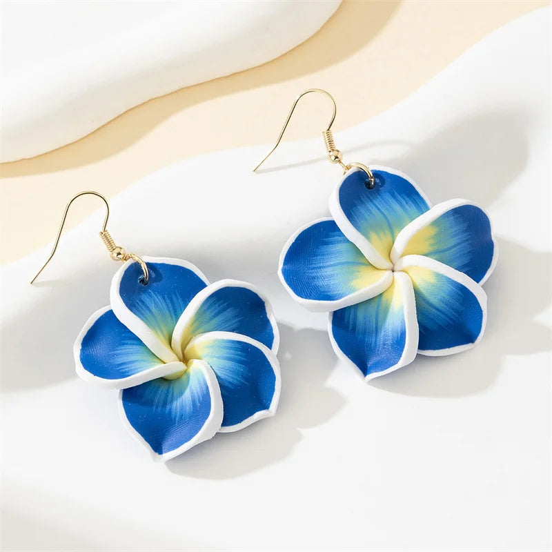 U'i Waiwai — Pua Melia Plumeria Drop Earrings