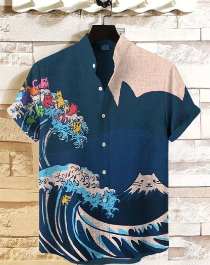 Men's Aloha Shirt Abstract Patchwork Pattern Art Print Shirt Beach