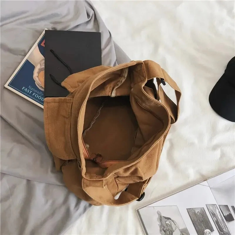 Canvas Shoulder Bag Women Solid Soft Travel Women Crossbody Bag Large Capacity Fashion Handbag Tote Bag Women