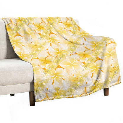 Hanapa'a Waiwai — Plumeria Hula Print Flannel Throw Blanket 40"×50"