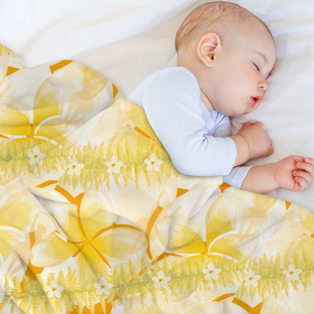 Hanapa'a Waiwai — Plumeria Hula Print Flannel Throw Blanket 40"×50"