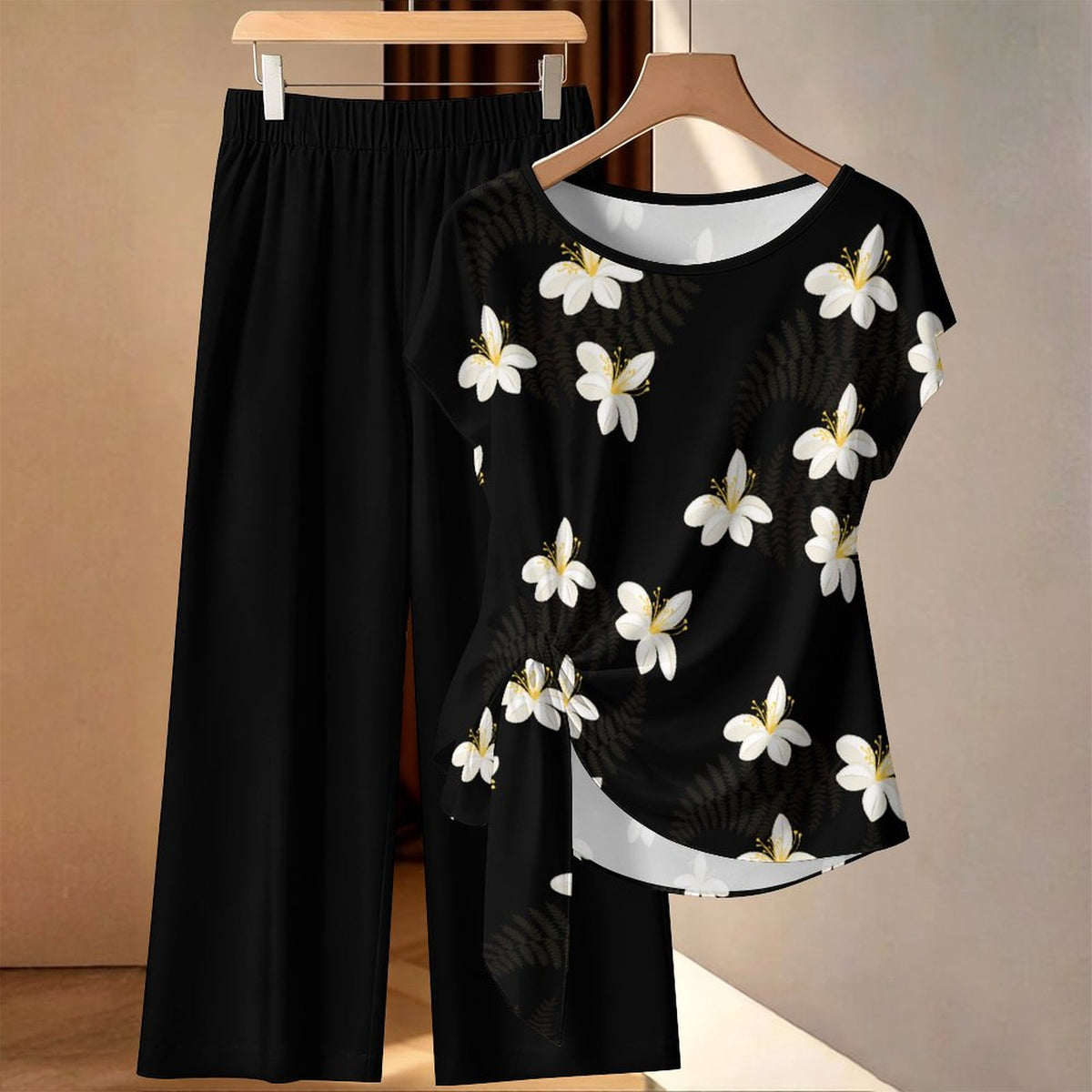 150gsm Strap Top Wide Leg Pants Set(All-Over Printing)