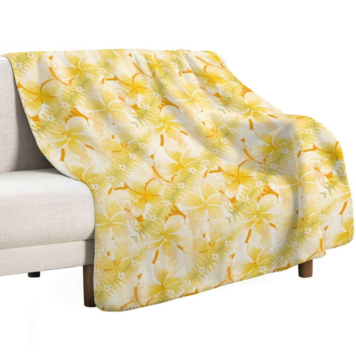 Hanapa'a Waiwai — Plumeria Hula Print Sherpa Fleece Throw Blanket 50"×60"