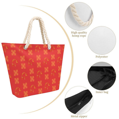 Hanapa'a Waiwai — Island Print Large Jute Tote Bag