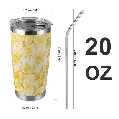 Hanapa'a Waiwai — Plumeria Hula Print 20oz Silver Rim Car Cup