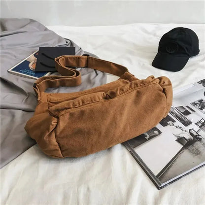 Canvas Shoulder Bag Women Solid Soft Travel Women Crossbody Bag Large Capacity Fashion Handbag Tote Bag Women