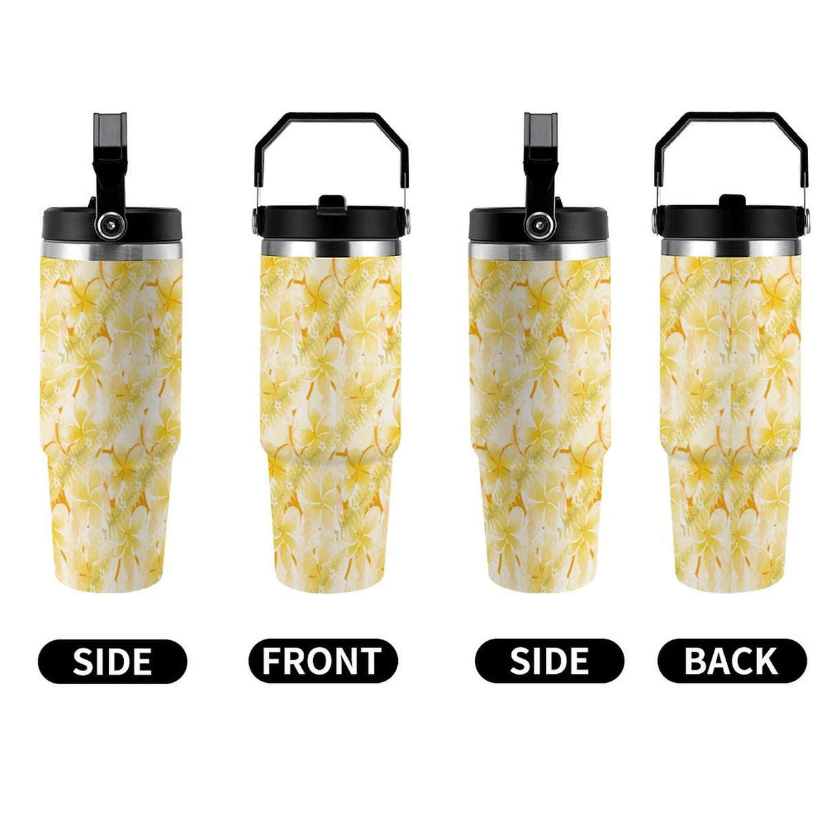 Hanapa'a Waiwai — Plumeria Hula Print 30oz Car Cup with Handle