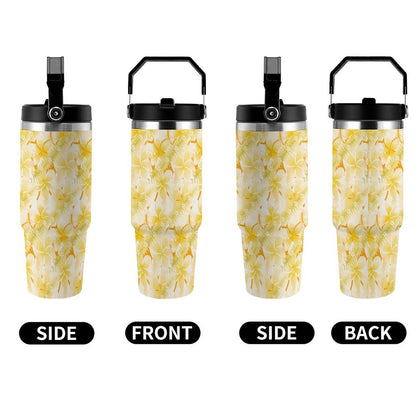 Hanapa'a Waiwai — Plumeria Hula Print 30oz Car Cup with Handle