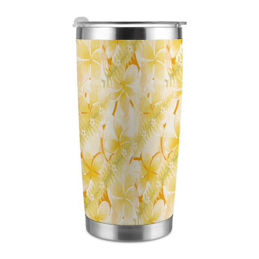 Hanapa'a Waiwai — Plumeria Hula Print 20oz Silver Rim Car Cup