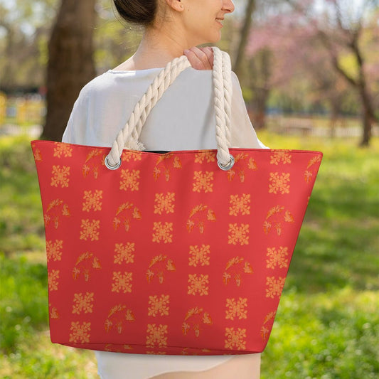 Hanapa'a Waiwai — Island Print Large Jute Tote Bag