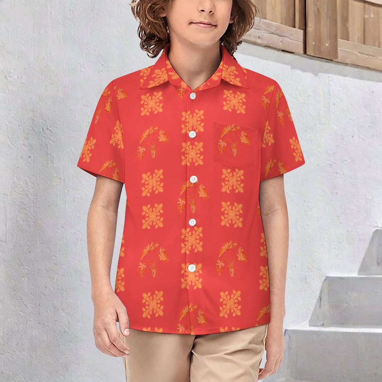 DTG 110gsm Cotton Children's Lapel Collar Shirt(All-Over Printing)