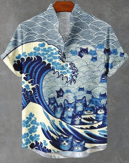 Men's Aloha Shirt Abstract Patchwork Pattern Art Print Shirt Beach