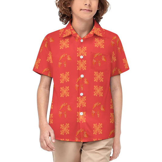 DTG 110gsm Cotton Children's Lapel Collar Shirt(All-Over Printing)