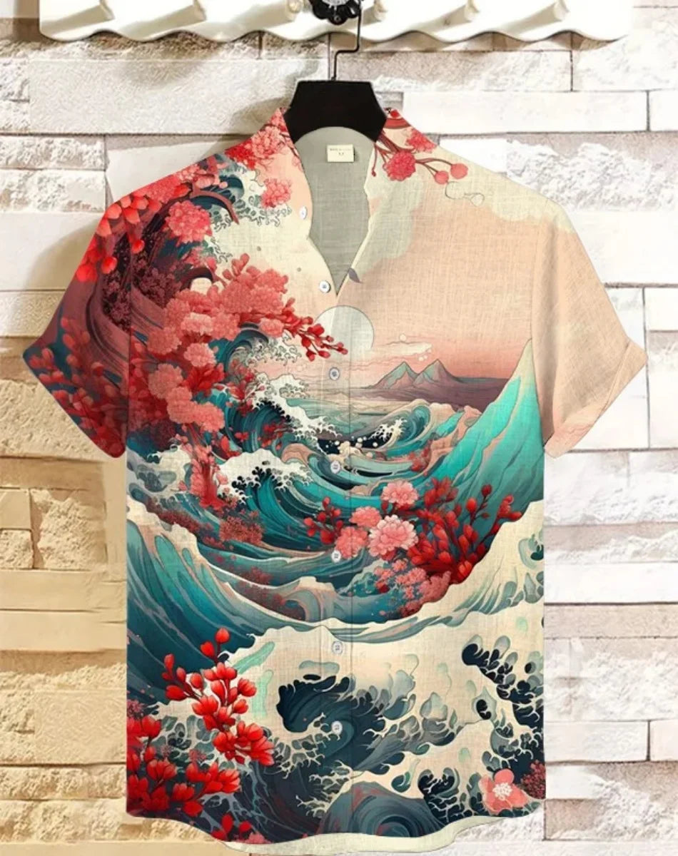 Men's Aloha Shirt Abstract Patchwork Pattern Art Print Shirt Beach