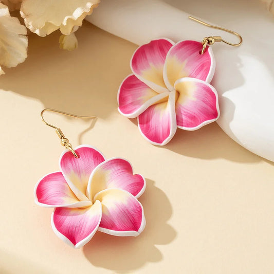 U'i Waiwai — Pua Melia Plumeria Drop Earrings