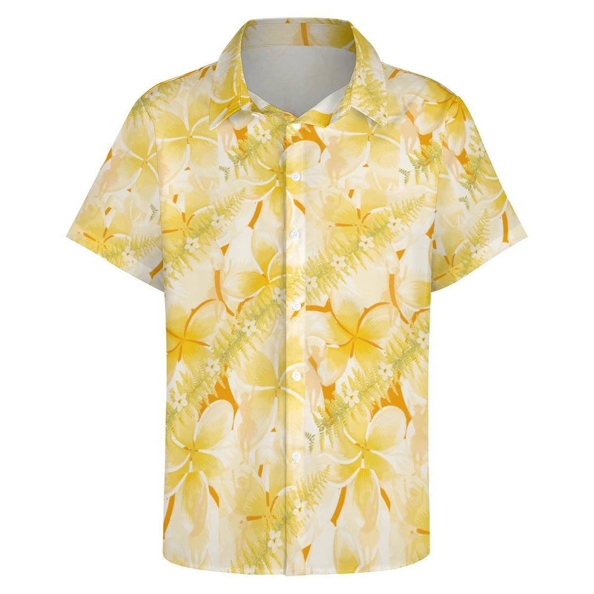 U'i Waiwai — Plumeria Hula Print Women's Lapel Collar Shirt