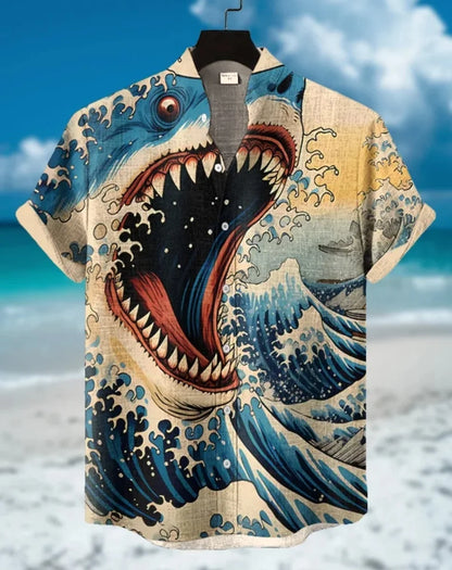 Men's Aloha Shirt Abstract Patchwork Pattern Art Print Shirt Beach